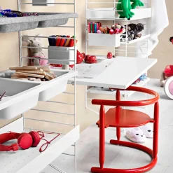 String Furniture String metal shelf, 78 x 30 cm, low, grey