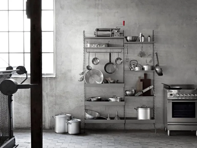 String Furniture String metal shelf, 78 x 30 cm, low, grey