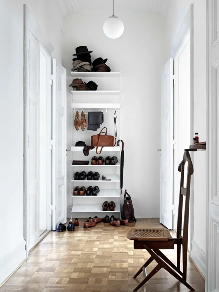 String Furniture String metal shelf, 78 x 30 cm, low, white