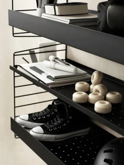 String Furniture String metal shelf, 58 x 30 cm, low, black