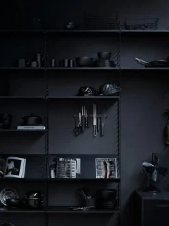 String Furniture String magazine shelf, 78 x 30 cm, black stained ash