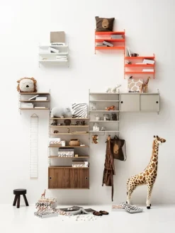 String Furniture String metal shelf 58 x 30 cm, low, beige