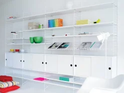 String Furniture String magazine shelf, 78 x 30 cm, white steel