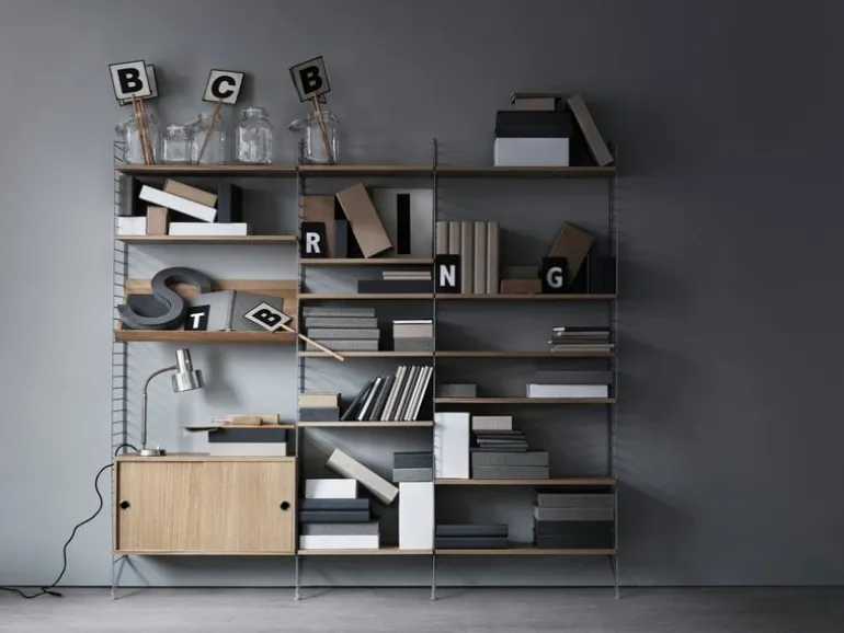 String Furniture String magazine shelf, 78 x 30 cm, oak