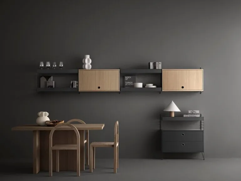 String Furniture String metal shelf 78 x 30 cm, high, dark grey