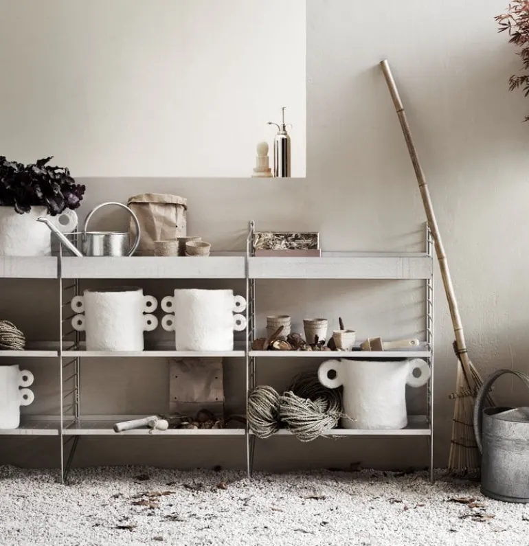 String Furniture String Outdoor shelf 58 x 30 cm, low, galvanized