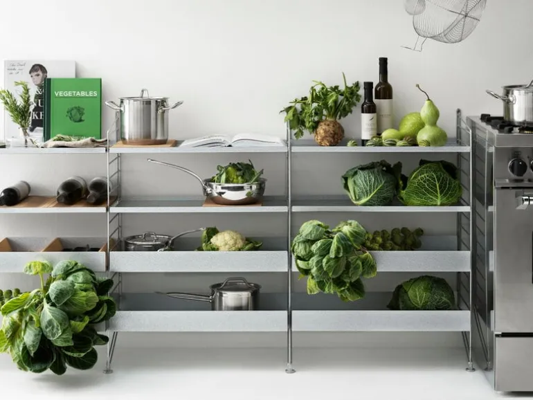 String Furniture String Outdoor shelf 58 x 30 cm, low, galvanized