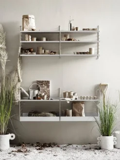 String Furniture String Outdoor shelf 58 x 30 cm, low, galvanized