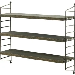 String Furniture String Pocket shelf, Special Edition, grey oak - raw metal