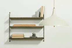 String Furniture String Pocket shelf, Special Edition, grey oak - raw metal