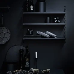 String Furniture String Pocket shelf, black stained ash