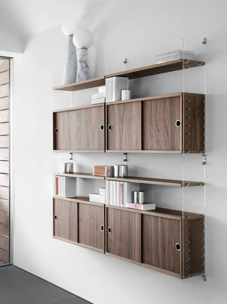 String Furniture String shelf 78 x 20 cm, 3-pack, walnut