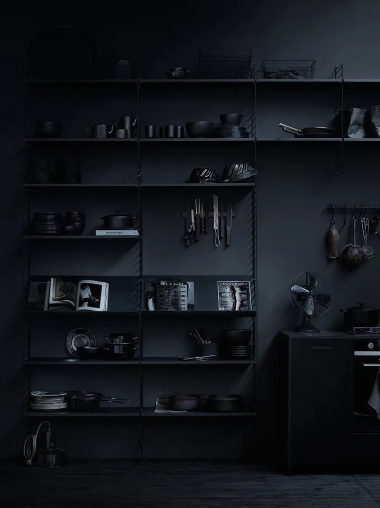 String Furniture String shelf 78 x 30 cm, 3-pack, black stained ash