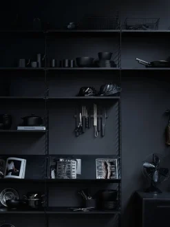 String Furniture String shelf 78 x 30 cm, 3-pack, black stained ash