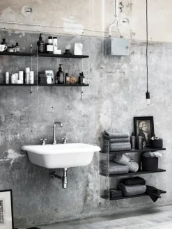 String Furniture String shelf 58 x 20 cm, 3-pack, black stained ash