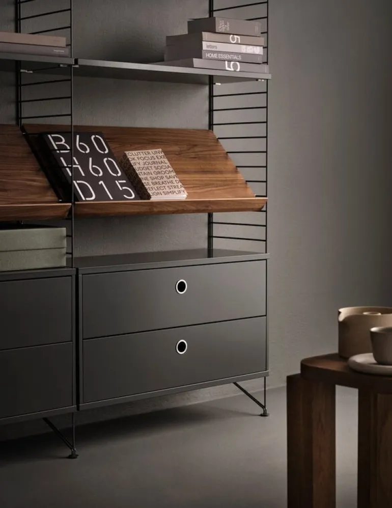 String Furniture String shelf 78 x 20 cm, 3-pack, dark grey