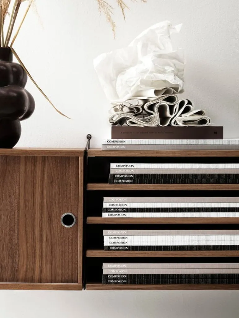 String Furniture String shelf 58 x 20 cm, 3-pack, walnut