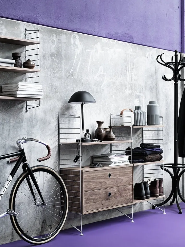 String Furniture String shelf 58 x 20 cm, 3-pack, walnut