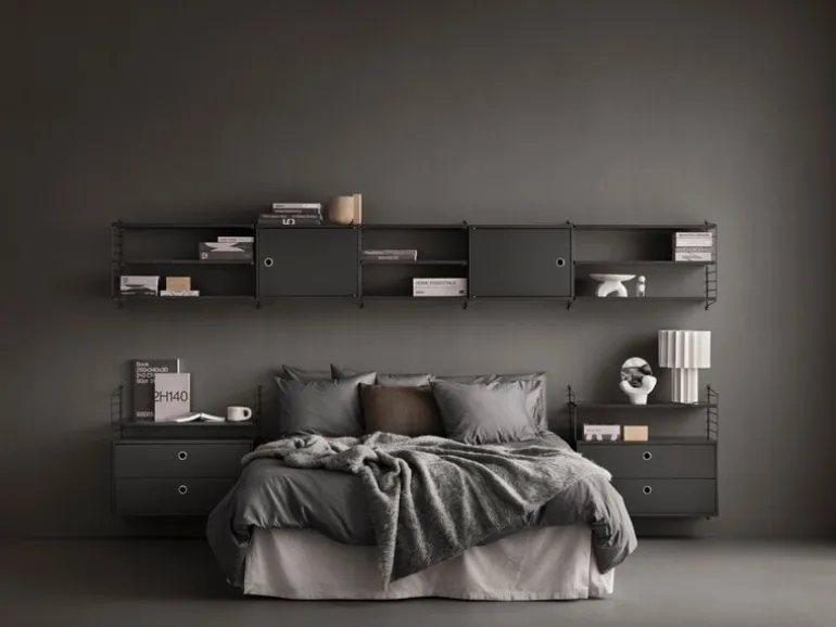 String Furniture String shelf 58 x 20 cm, 3-pack, dark grey