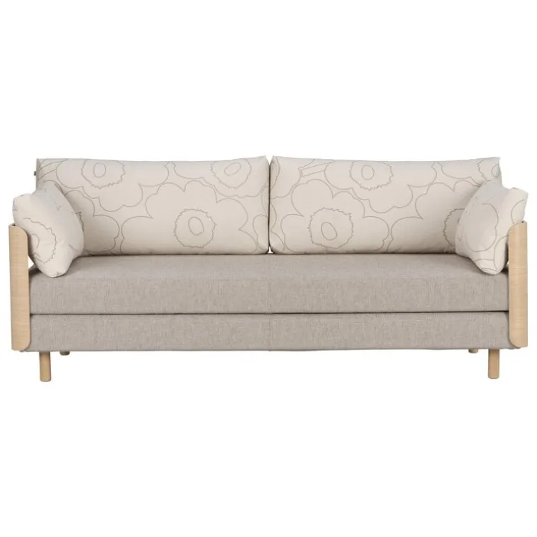 Tapio Anttila Collection ON2 Wood sofa bed, soap waxed oak - Marimekko Piirto Unikko - Diamonds 289