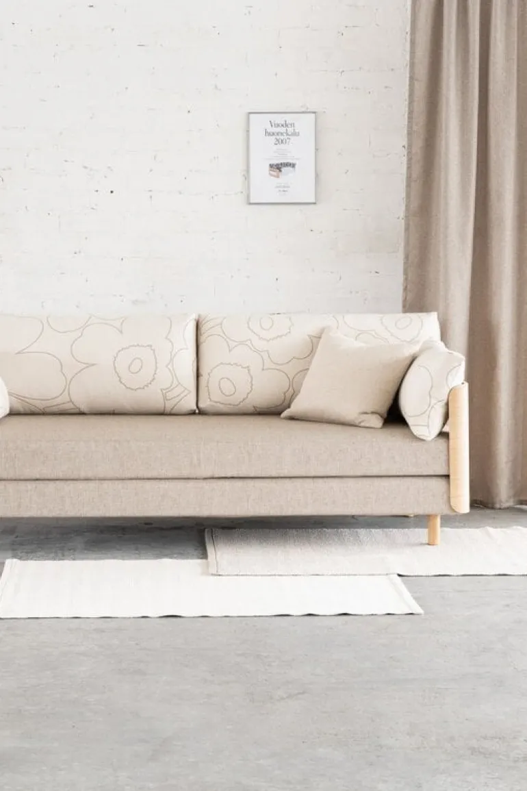 Tapio Anttila Collection ON2 Wood sofa bed, soap waxed oak - Marimekko Piirto Unikko - Diamonds 289