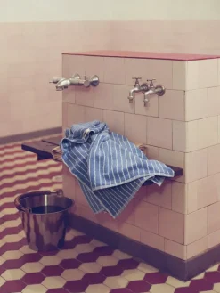 Tekla Bath sheet, clear blue stripes