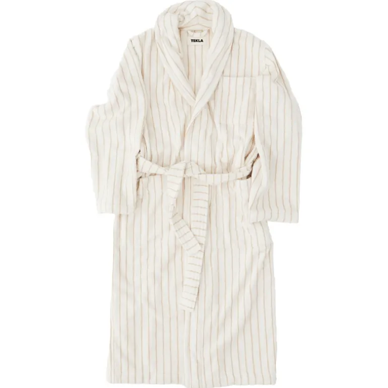 Tekla Classic bathrobe, sienna stripes