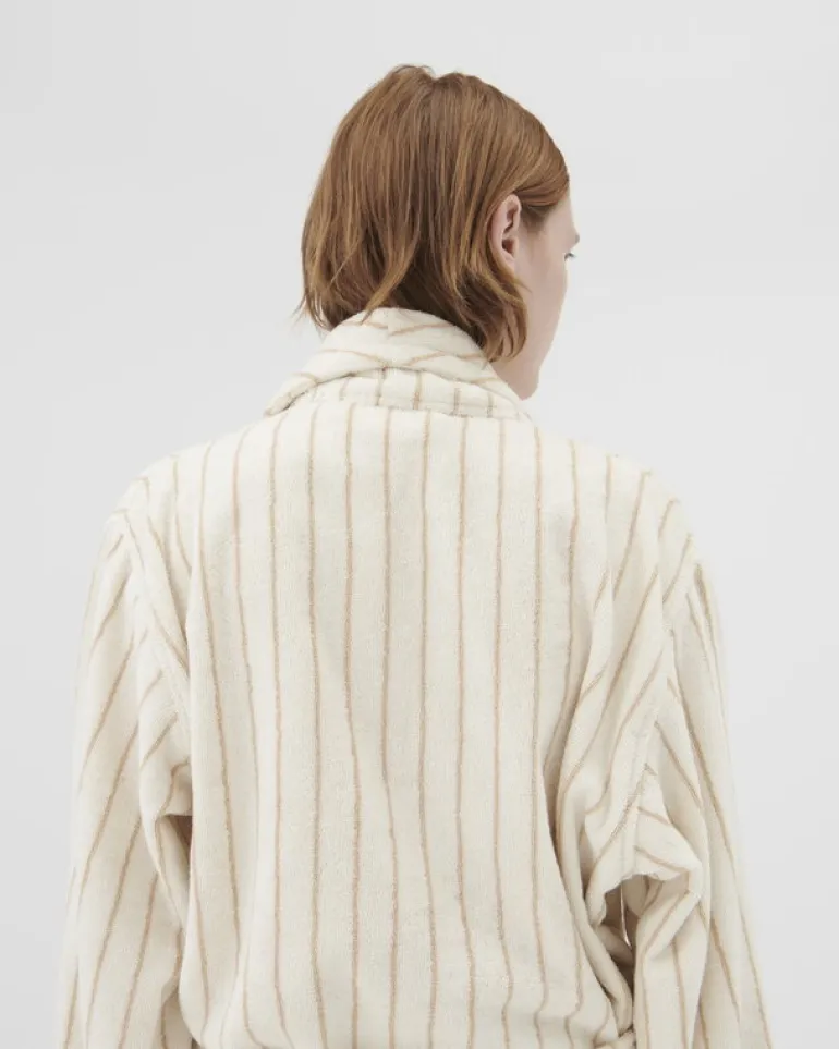 Tekla Classic bathrobe, sienna stripes
