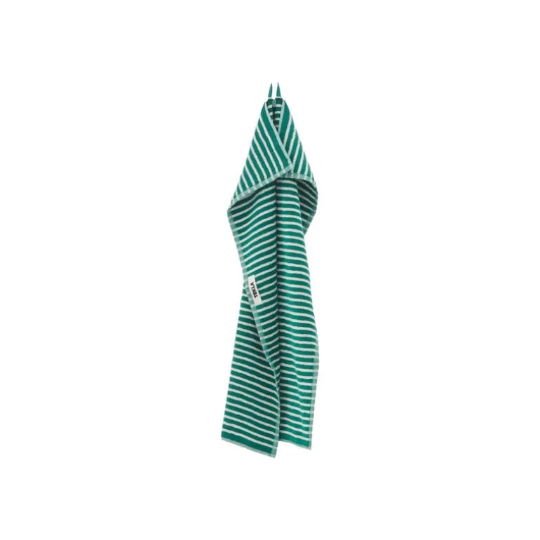 Tekla Guest towel, teal green stripes