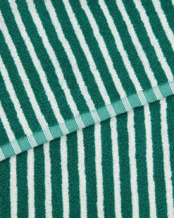 Tekla Guest towel, teal green stripes