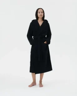 Tekla Hooded bathrobe, black