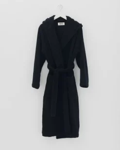 Tekla Hooded bathrobe, black