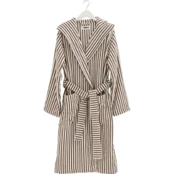 Tekla Hooded bathrobe, kodiak stripes