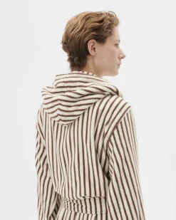 Tekla Hooded bathrobe, kodiak stripes
