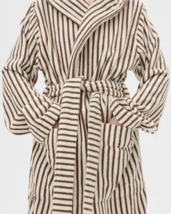 Tekla Hooded bathrobe, kodiak stripes