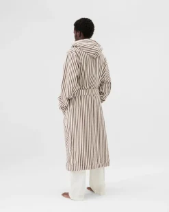 Tekla Hooded bathrobe, kodiak stripes