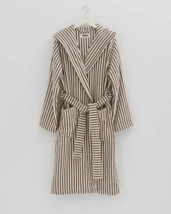 Tekla Hooded bathrobe, kodiak stripes