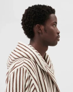 Tekla Hooded bathrobe, kodiak stripes