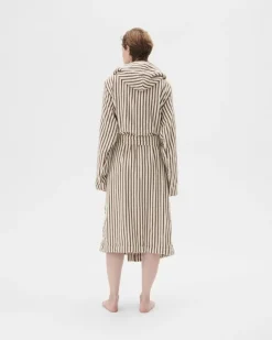 Tekla Hooded bathrobe, kodiak stripes