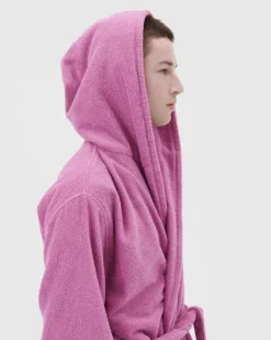 Tekla Hooded bathrobe, magenta