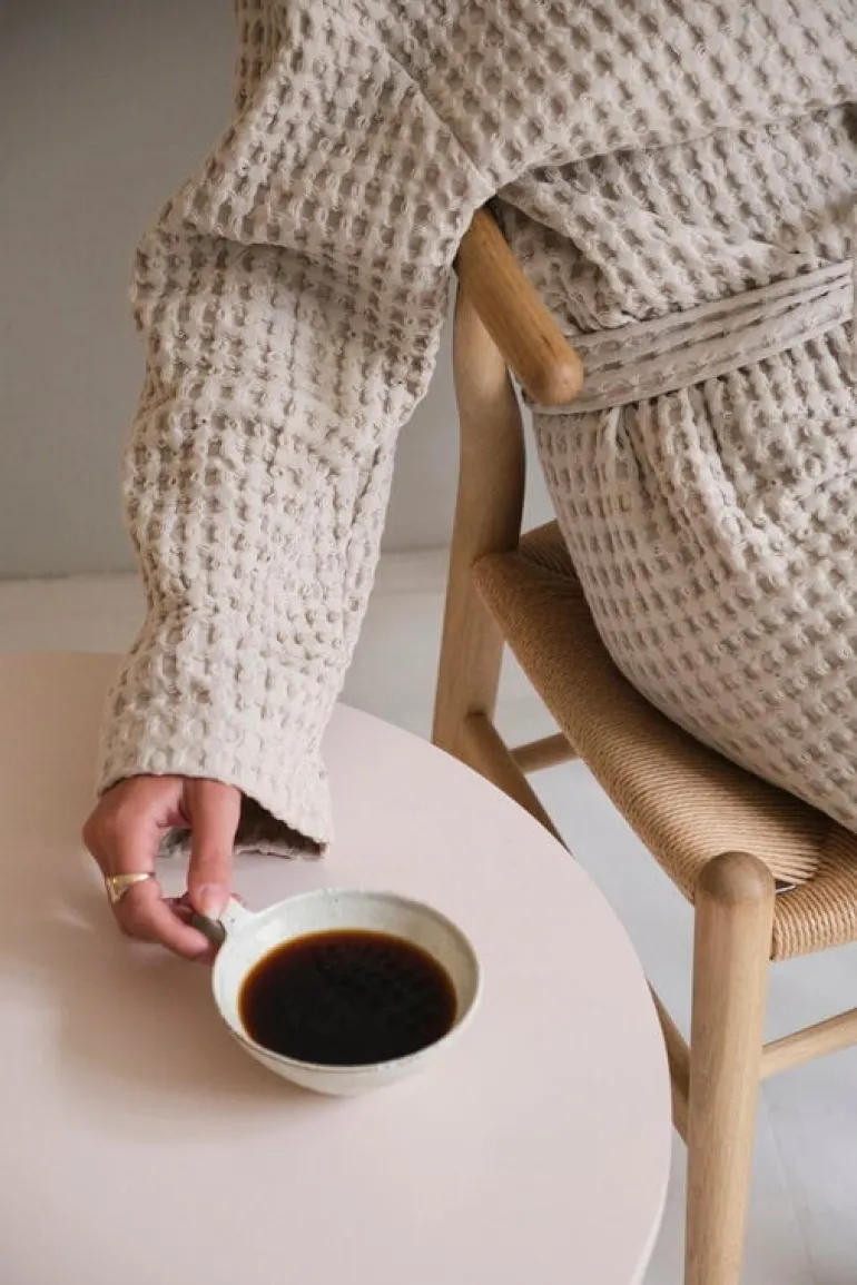 The Organic Company Big Waffle bathrobe, stone