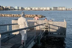 The Organic Company Big Waffle bathrobe, natural white