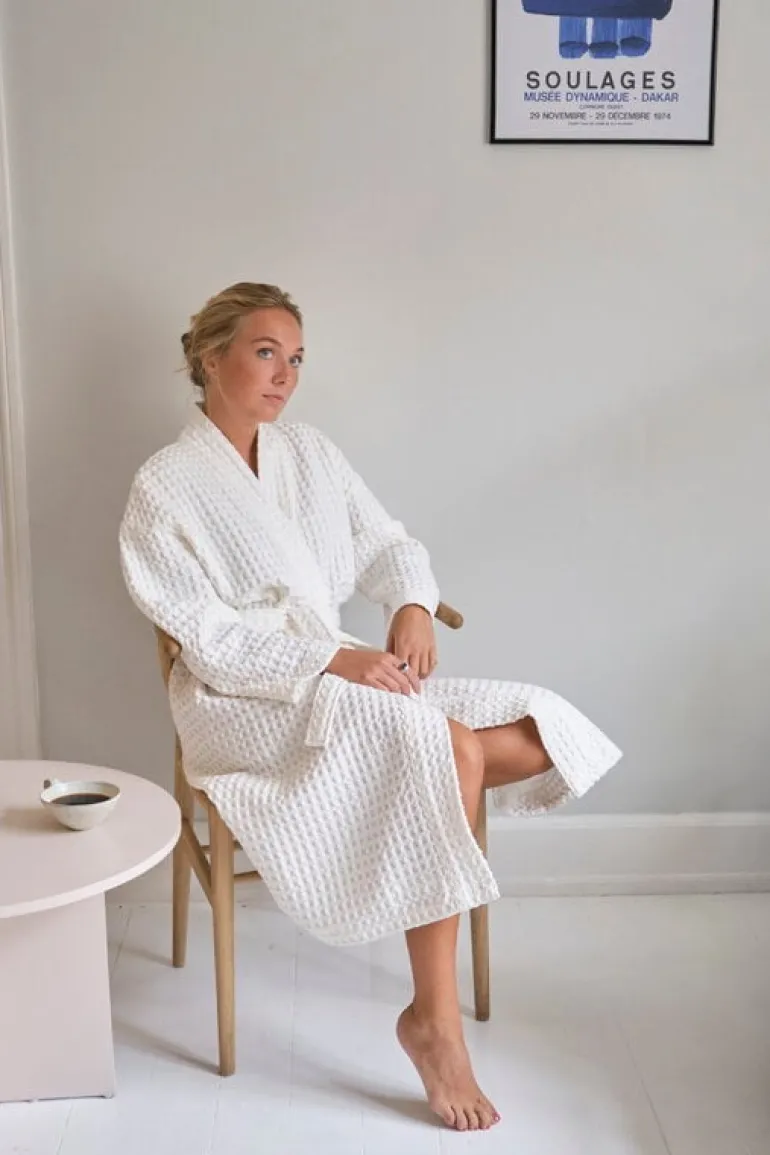 The Organic Company Big Waffle bathrobe, natural white