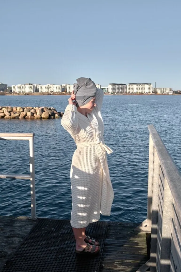 The Organic Company Big Waffle bathrobe, natural white