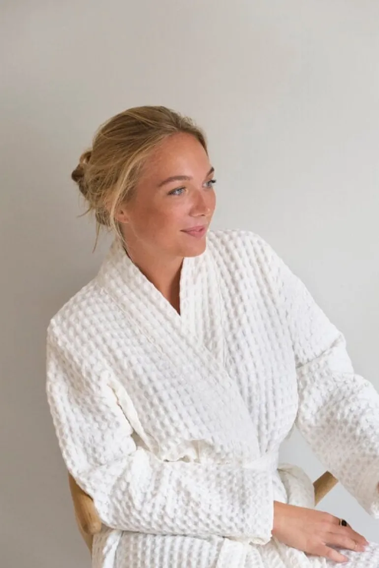 The Organic Company Big Waffle bathrobe, natural white
