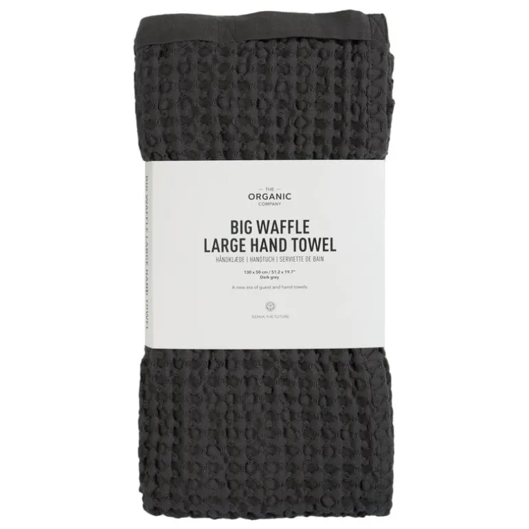 The Organic Company Big Waffle hand towel, 50 x 130 cm, dark grey