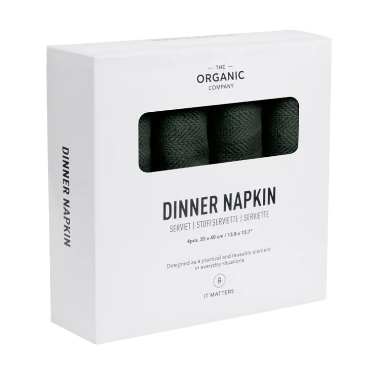 The Organic Company Dinner napkin, 4 pcs, dark green