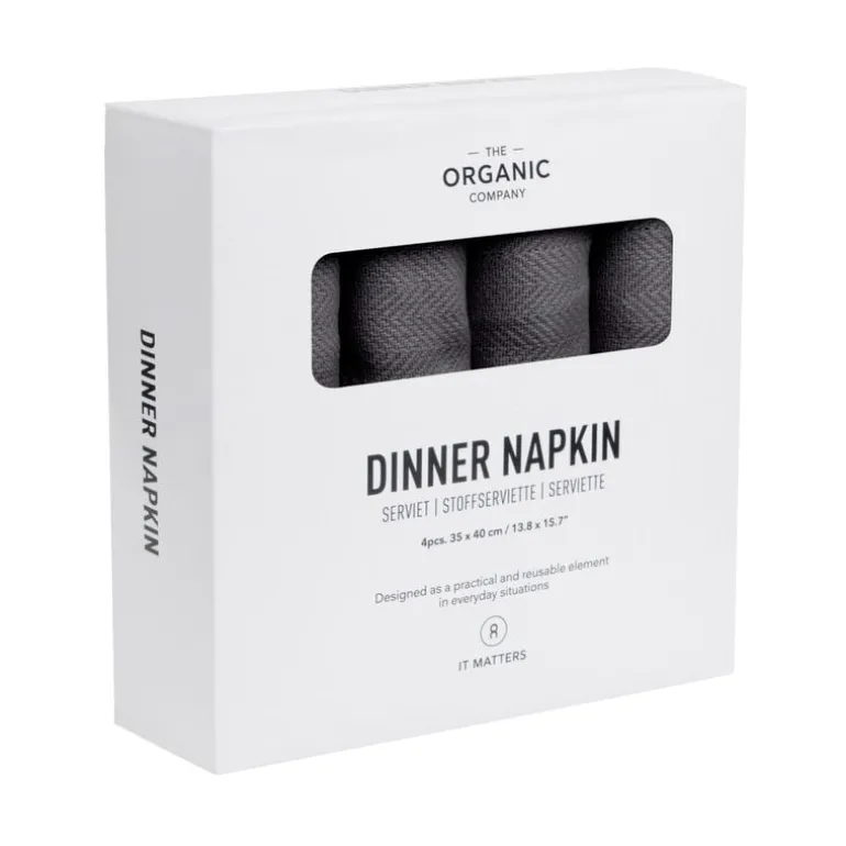 The Organic Company Dinner napkin, 4 pcs, dark grey