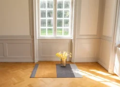 Tica Copenhagen Stripes horizontal floor mat, 90 x 130 cm, grey -  muted yellow