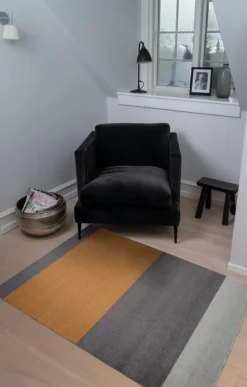 Tica Copenhagen Stripes horizontal floor mat, 90 x 130 cm, grey -  muted yellow